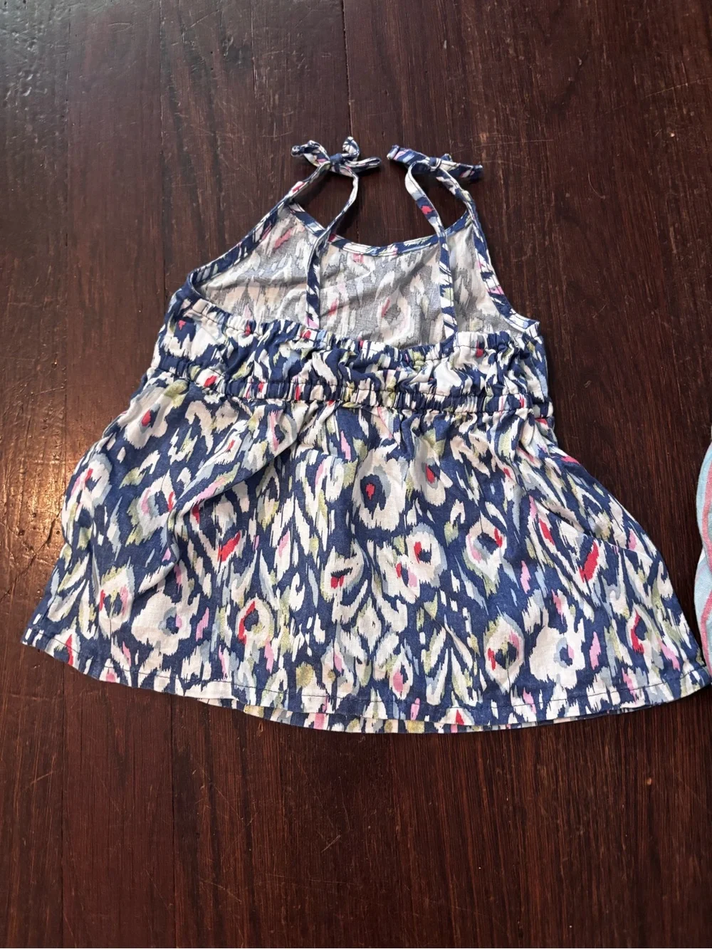 OshKosh B'gosh Blue Pattern & Stripe Tie-Shoulder Tank Tops